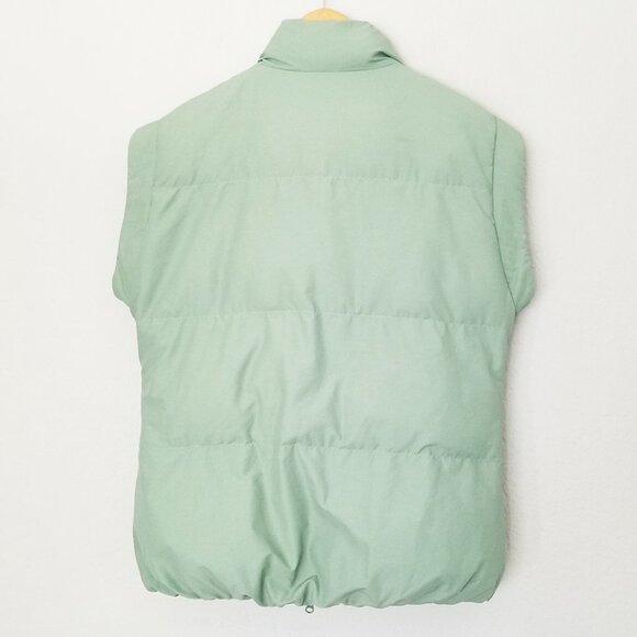 Playboy By PacSun Oversized Puffer Vest Sage Green XS/S Pockets 2 Way Zip Sporty - Picture 7 of 16